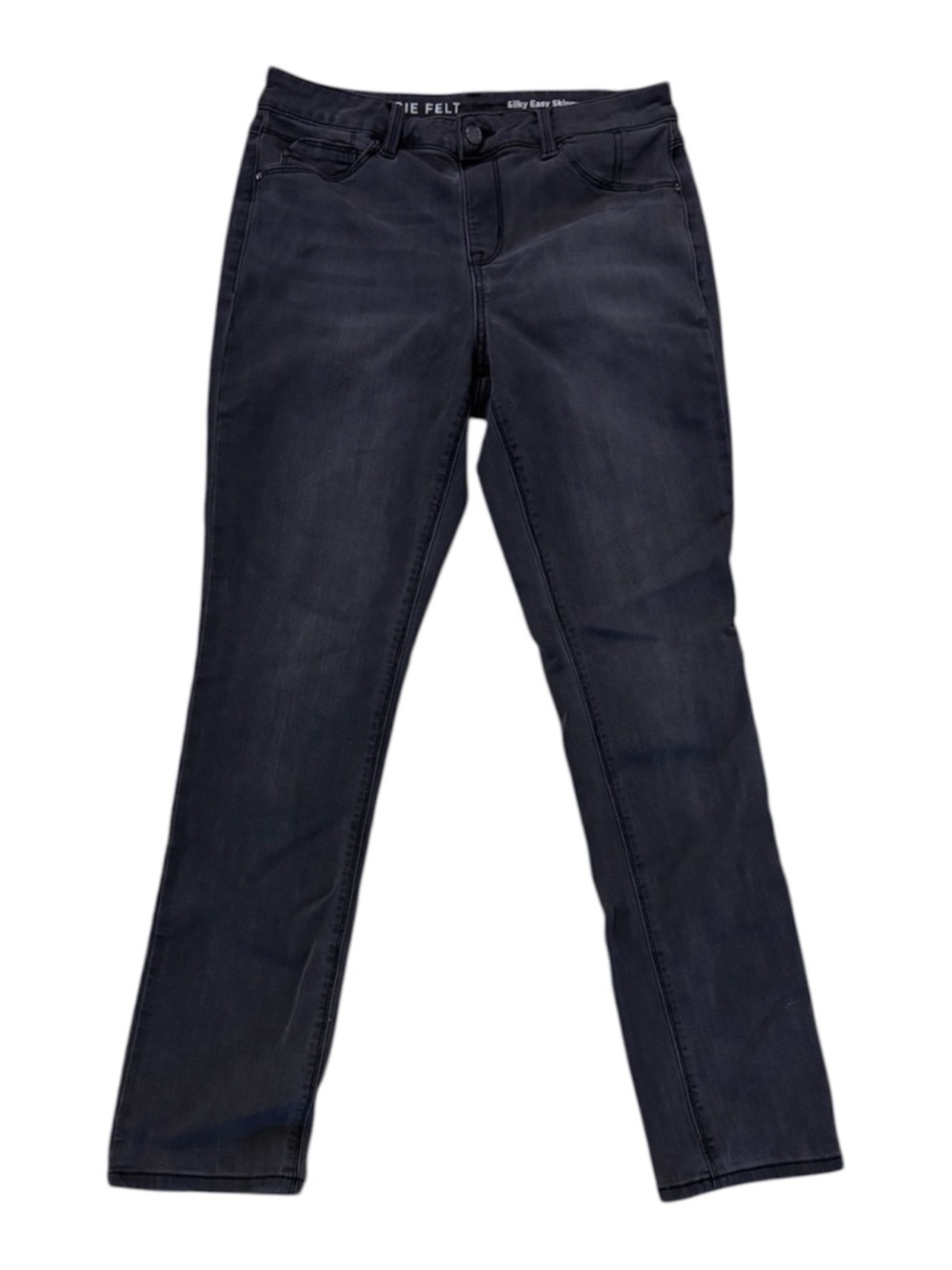 Laurie Felt Jeans Women Skinny Black Dark Wash Denim Button Solid Stretch